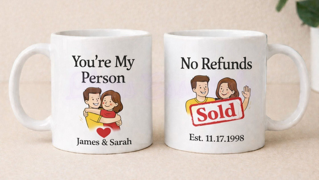 Matching His and Hers Mugs. A Couples Gift That Gets Used Every Day