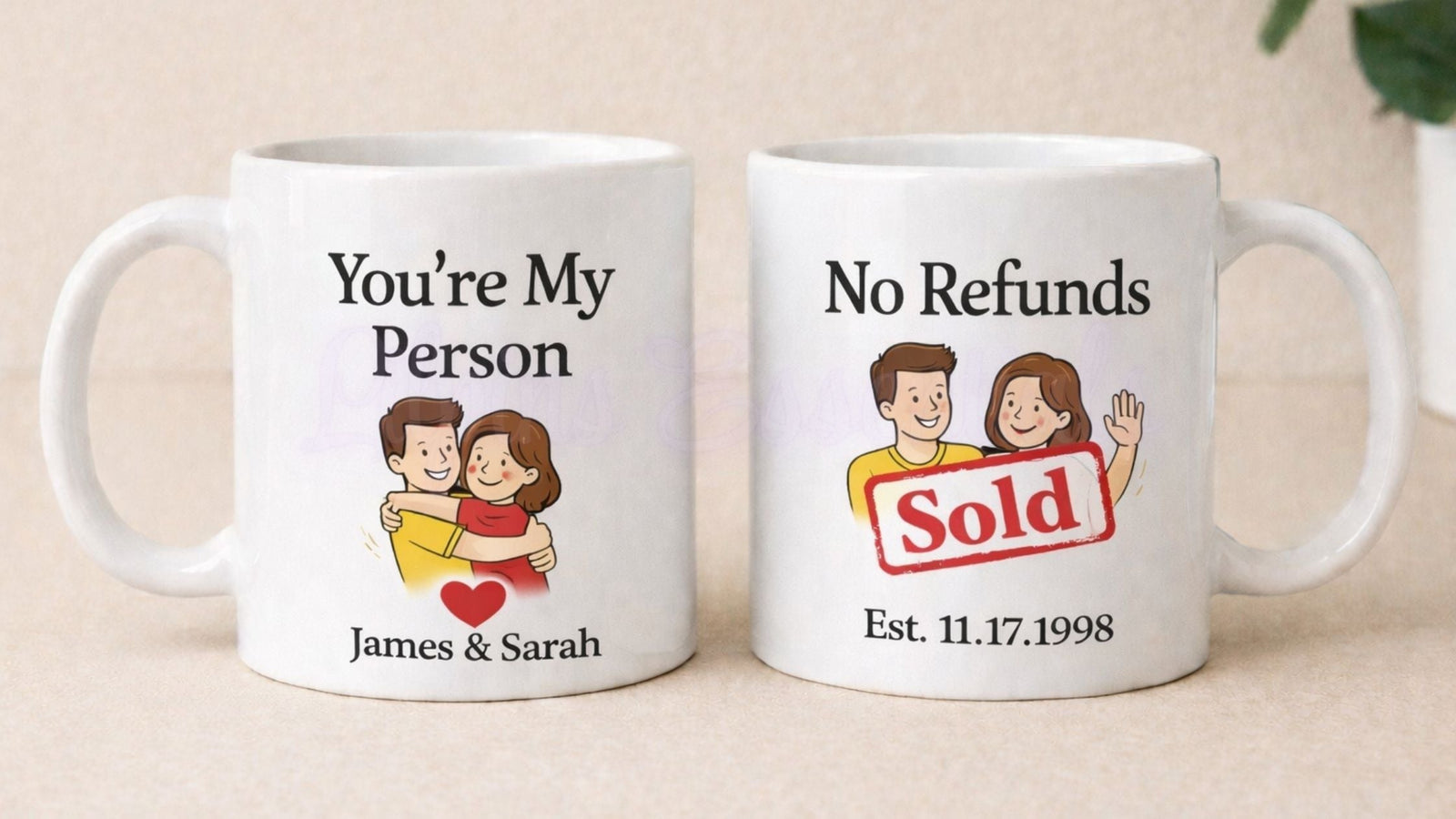Matching His and Hers Mugs. A Couples Gift That Gets Used Every Day