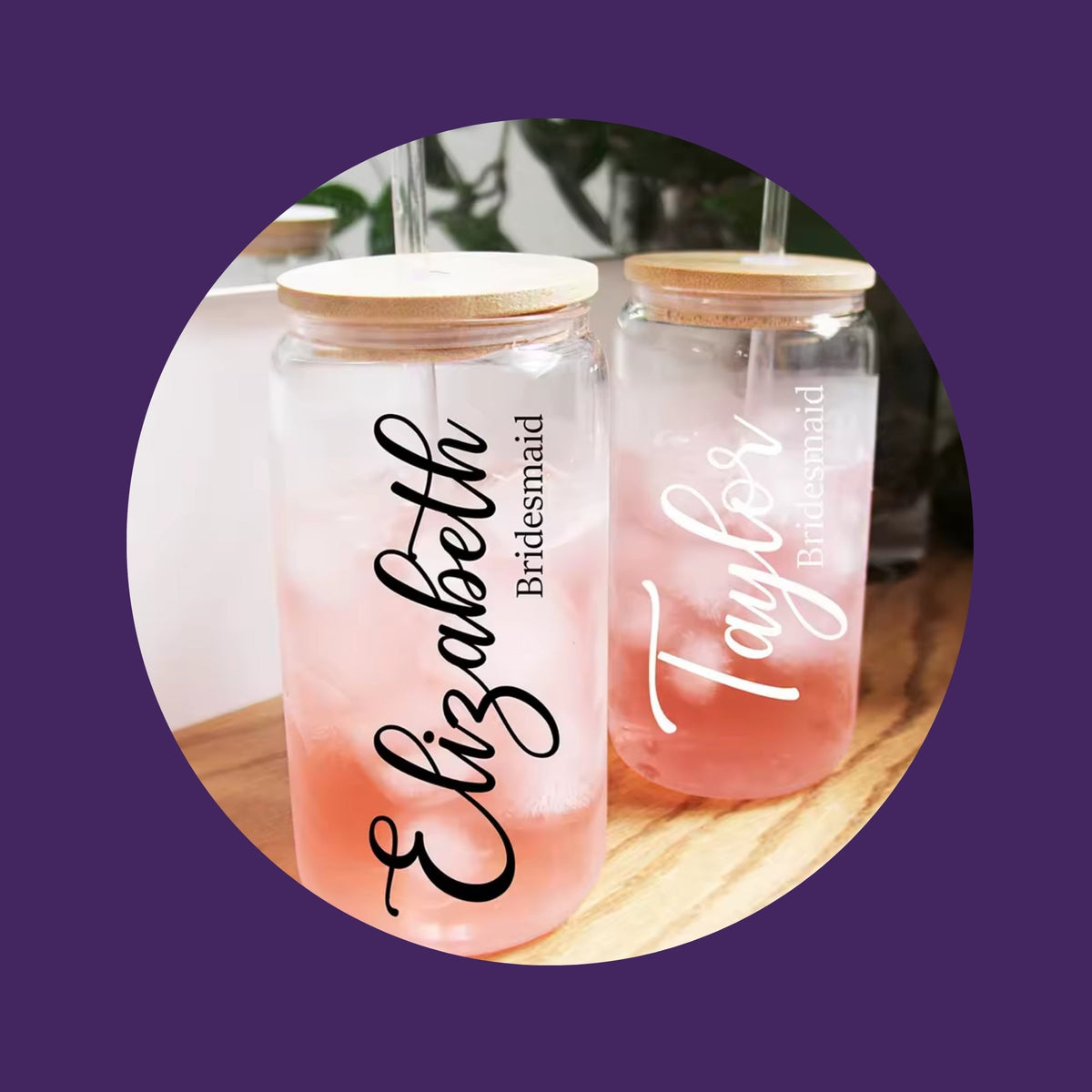 Personalised Libbey cups with custom name and photo designs for iced drinks