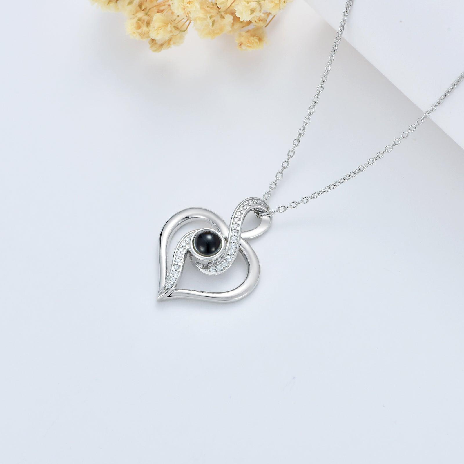 Personalised Infinity Heart Projection Necklace - LOX VAULT