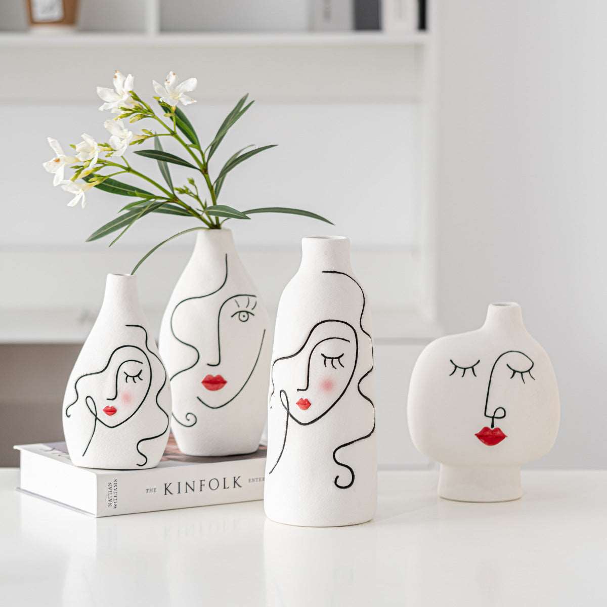 Abstract Face Hand-painted Ceramic Vase