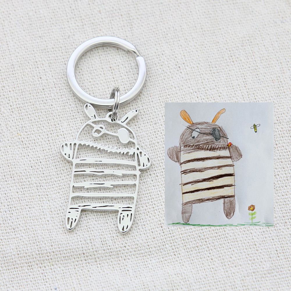 Custom Kids Drawing Artwork keyring