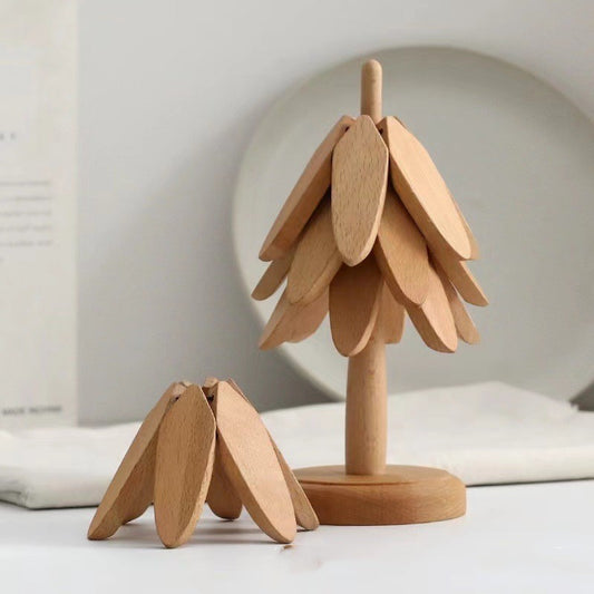 Wooden Tree Folding Coaster Set