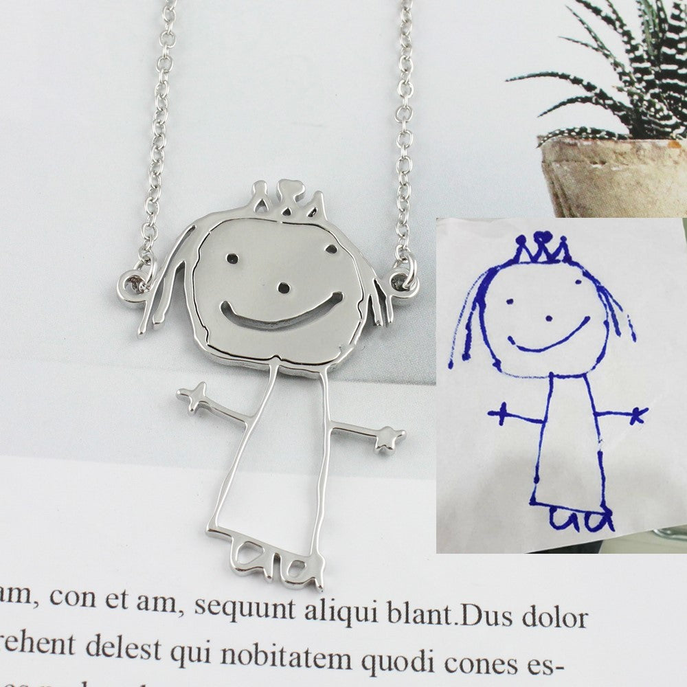 Custom Kids Drawing Artwork Necklace