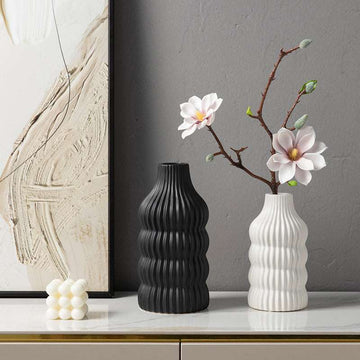 Abstract Striped Ceramic Vase