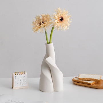 Simple Modern White Ceramic Dried Flower Vase - Desktop Decor for Home or Office