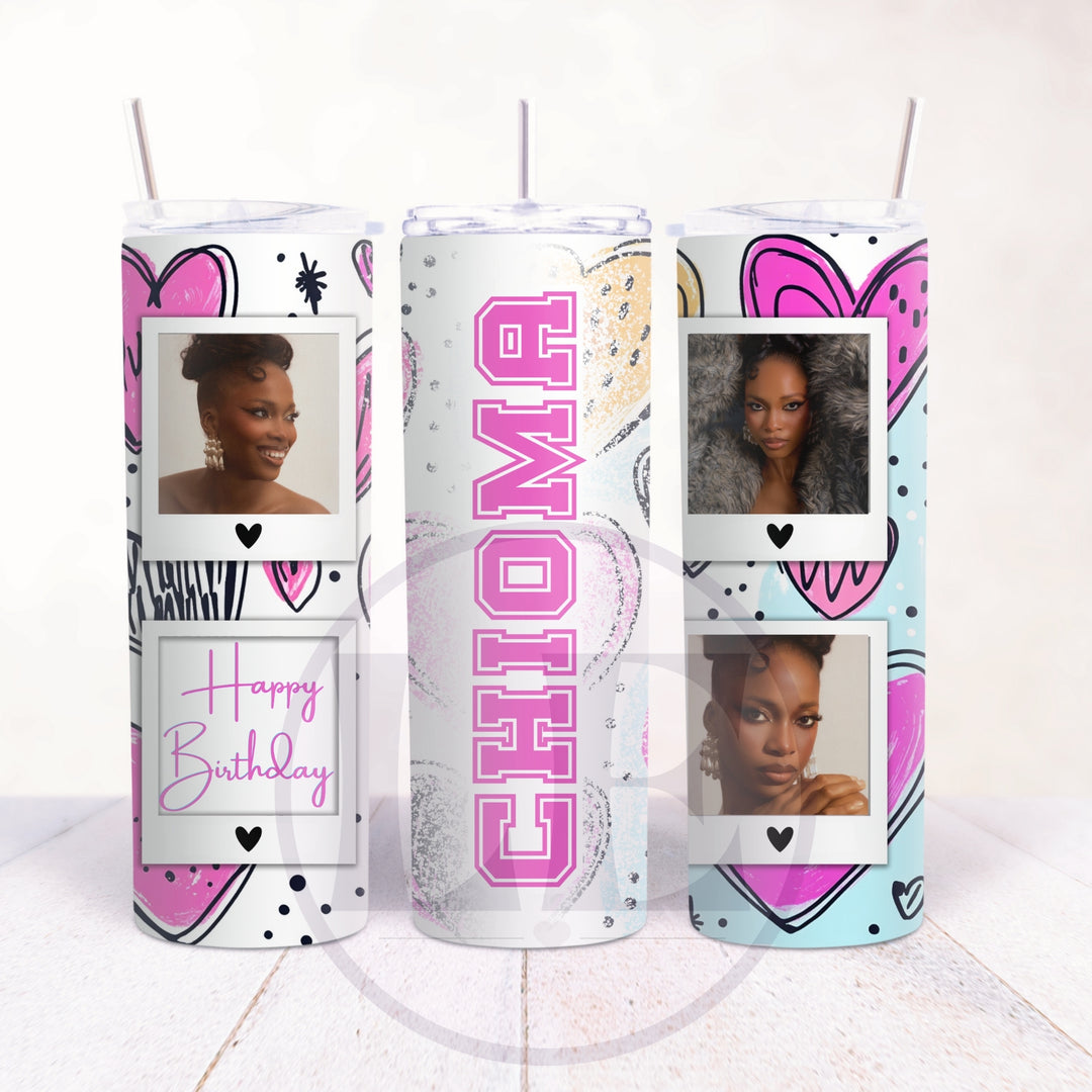 Personalised Happy Birthday 3 photo 20oz tumbler