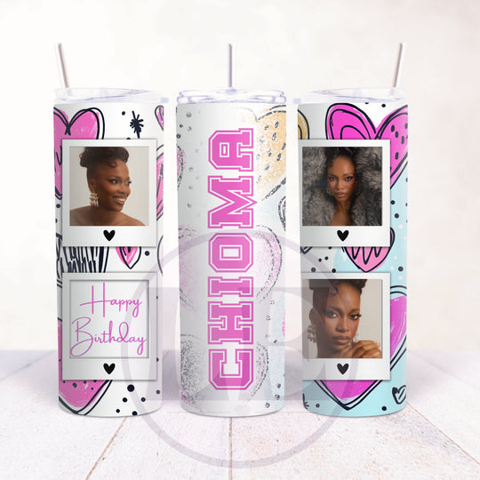 Personalised Happy Birthday 3 photo 20oz tumbler