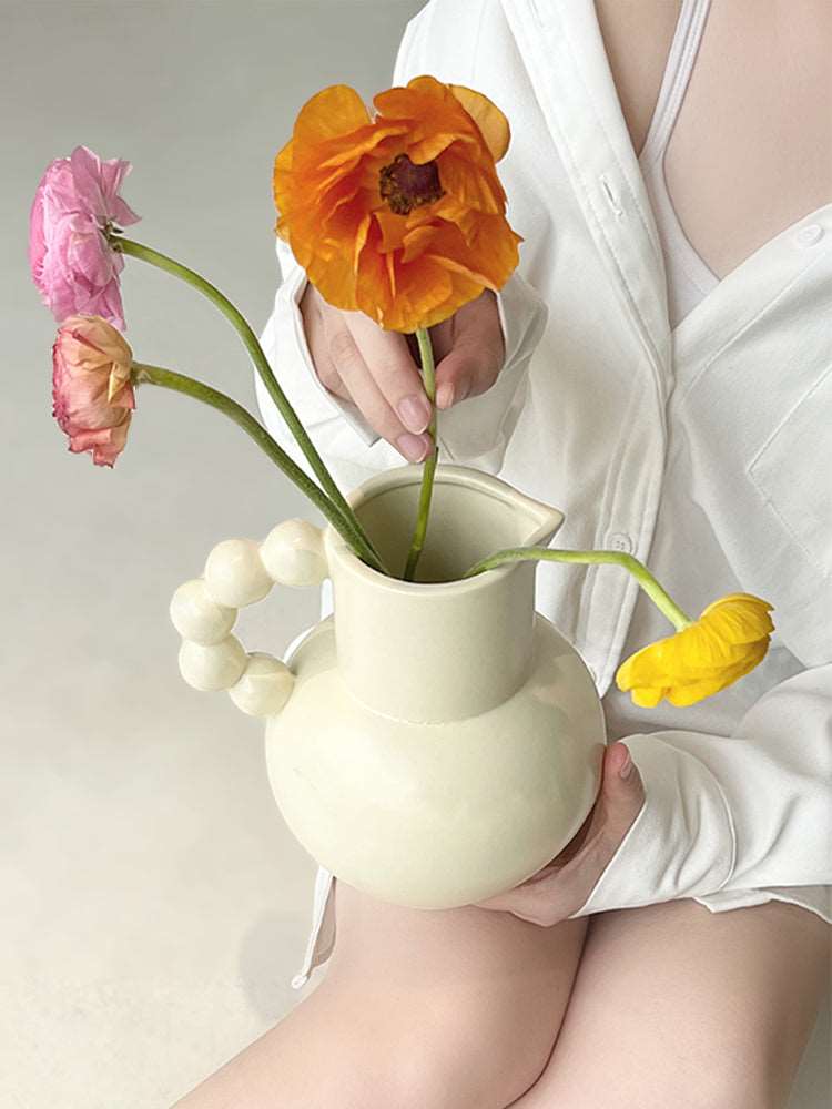 American Vintage Milk Pot Vase - French Decor Accent - Rustic Farmhouse Style