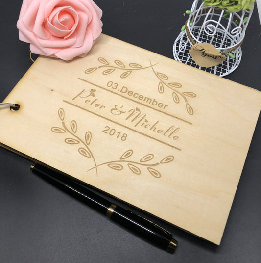 Personalised Wood Guest Sign in Book