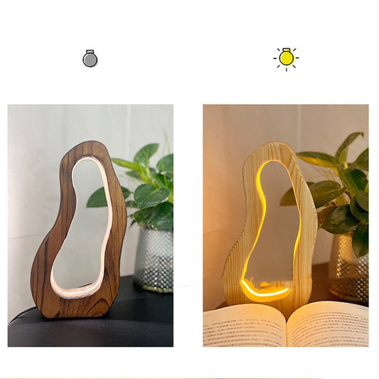 Glowing Aura Hollow Wooden Table Lamp