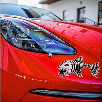 Horror Skeleton Shark Fishing Expert Cover Scratches Reflective Bumper Stickers
