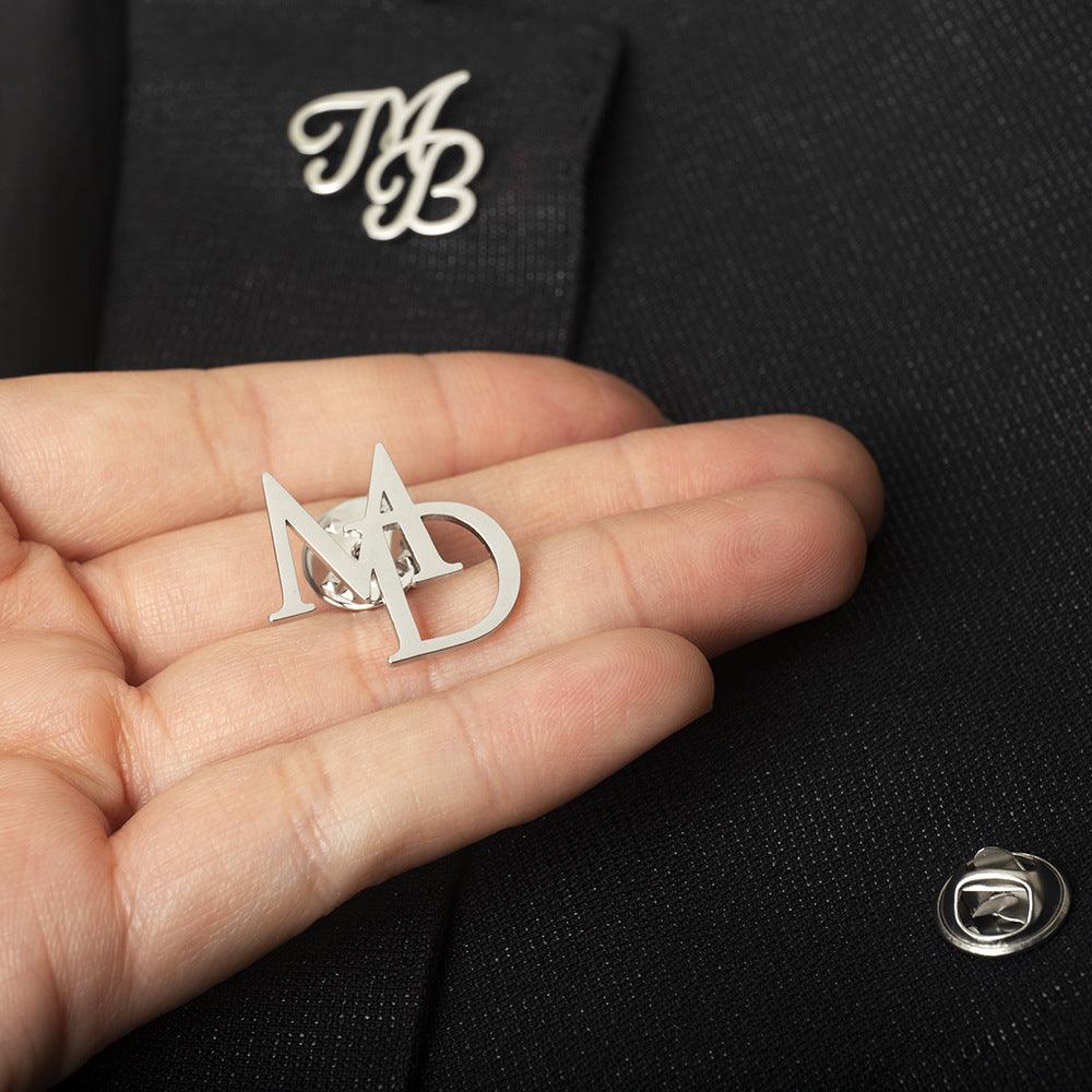 Mens Personalised Initial Letters Brooch - LOX VAULT