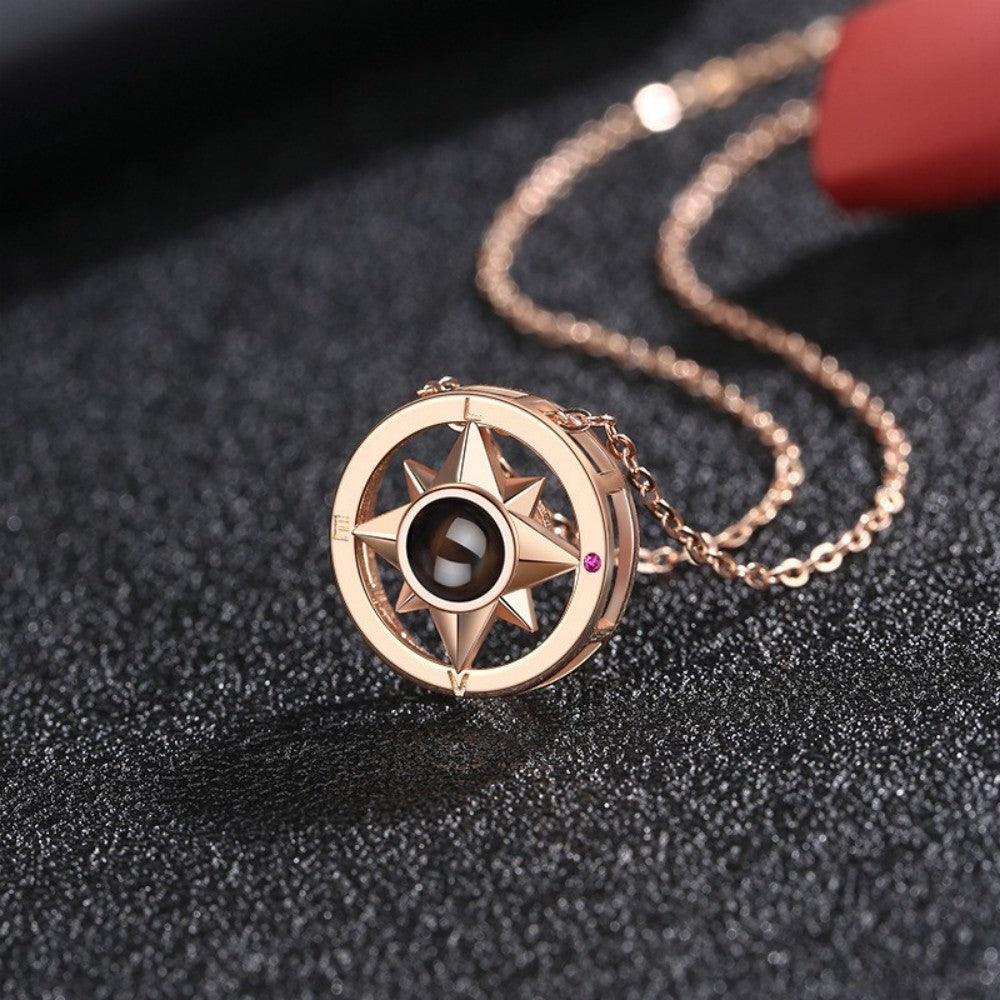 Personalised Compass Projection Necklace - LOX VAULT