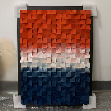 Decorative Three-dimensional Mosaic Wood Block Canvas Painting