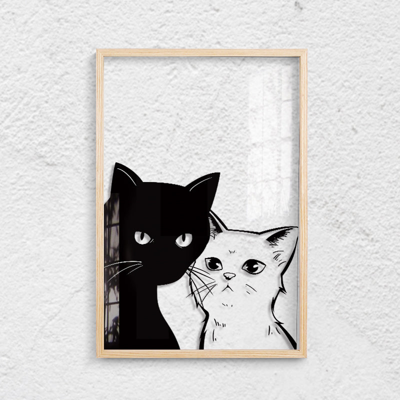 Transparent Wood Frame Cat Decoration Mural