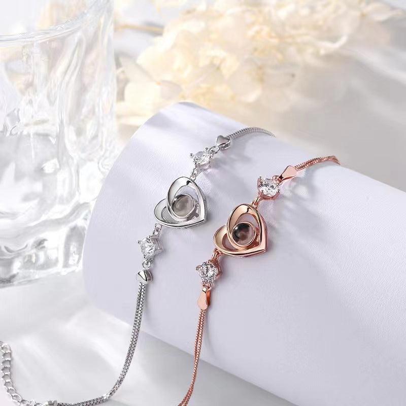 Personalised Crystal Heart Photo Projection Bracelet - LOX VAULT