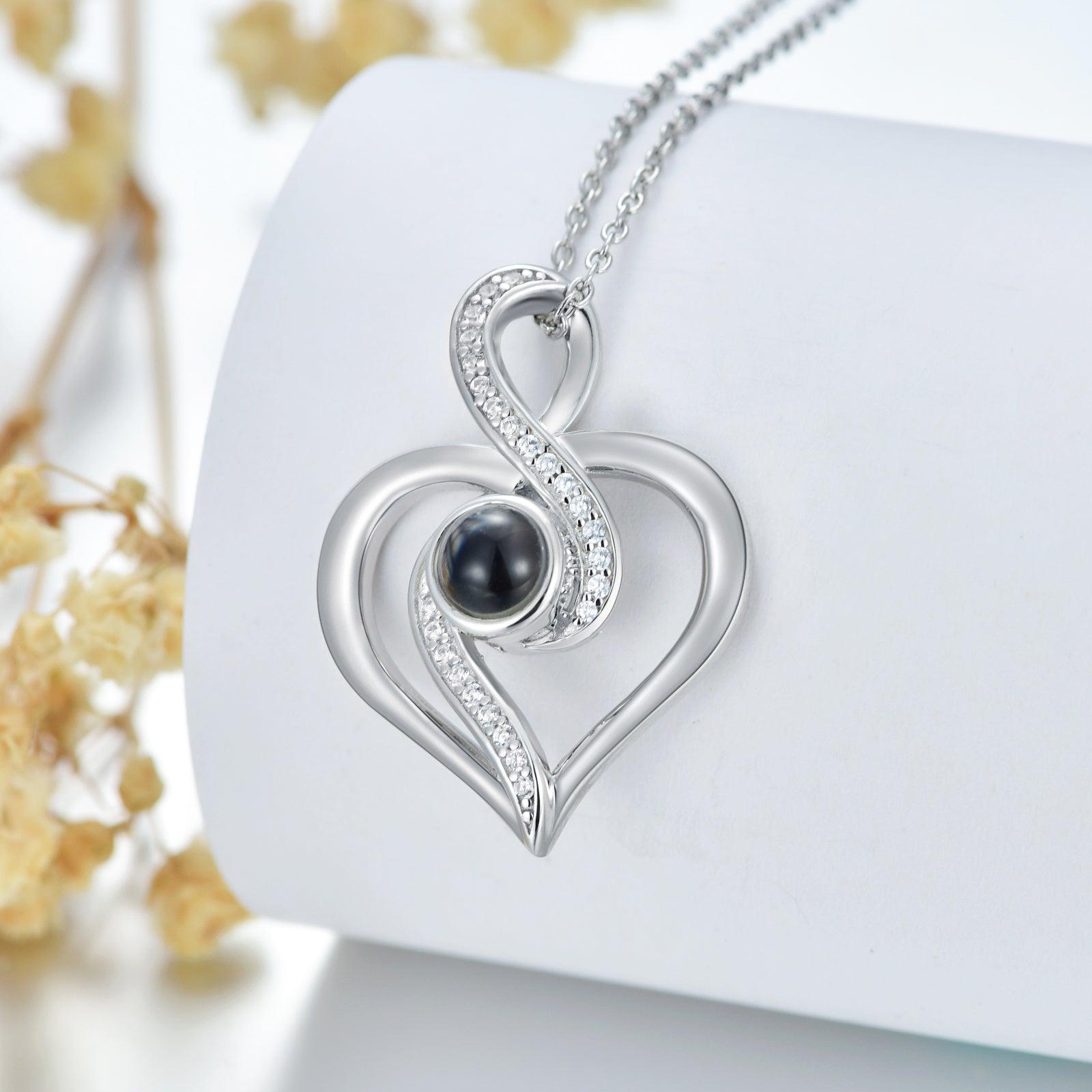 Personalised Infinity Heart Projection Necklace - LOX VAULT