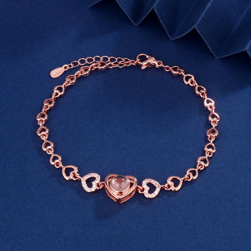 Personalised Zircon Heart Photo Projection Bracelet - LOX VAULT