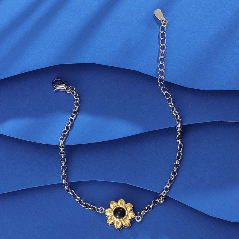 Eternal Sunshine: Personalised Photo Projection Sunflower Bracelet
