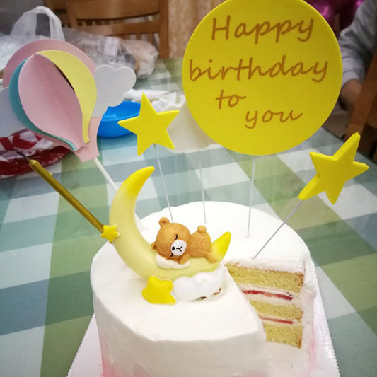 Sleeping Moon Bear Resin Cake Decoration with Cartoon Style