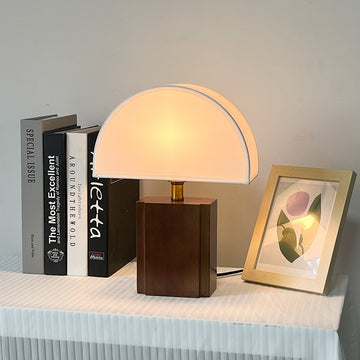 Wooden Half-Circle Table Lamp