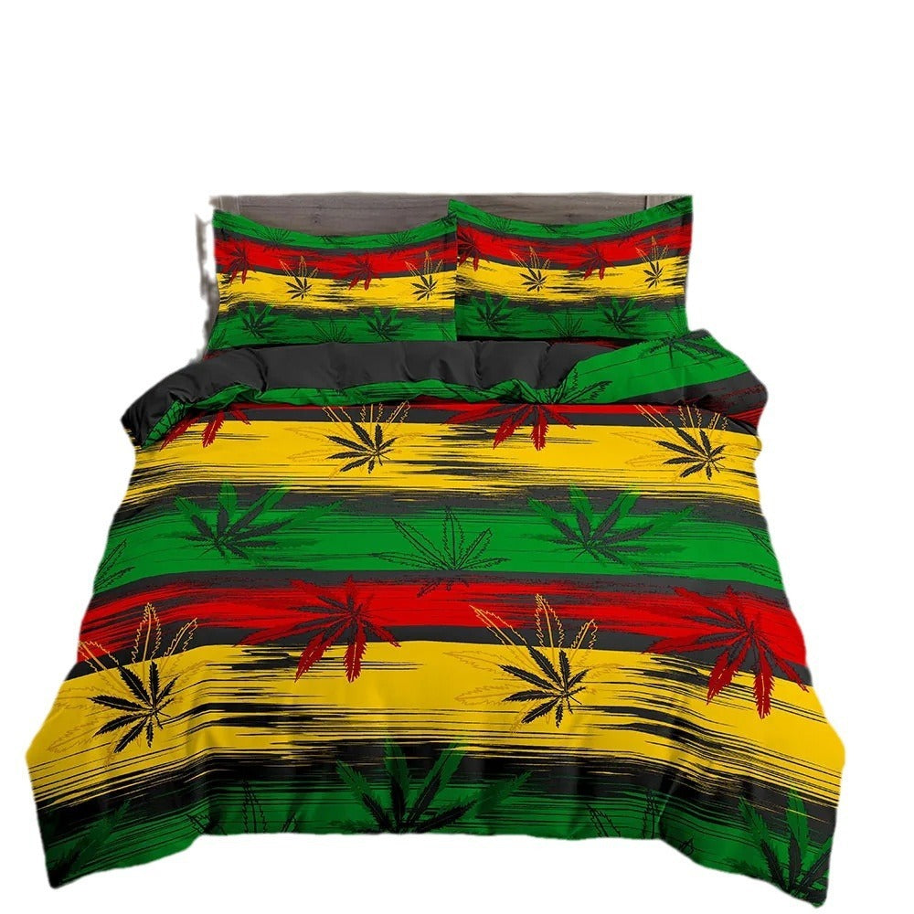 Hemp Leaf Bedding Set – Psychedelic, Soft & Breathable Comfort