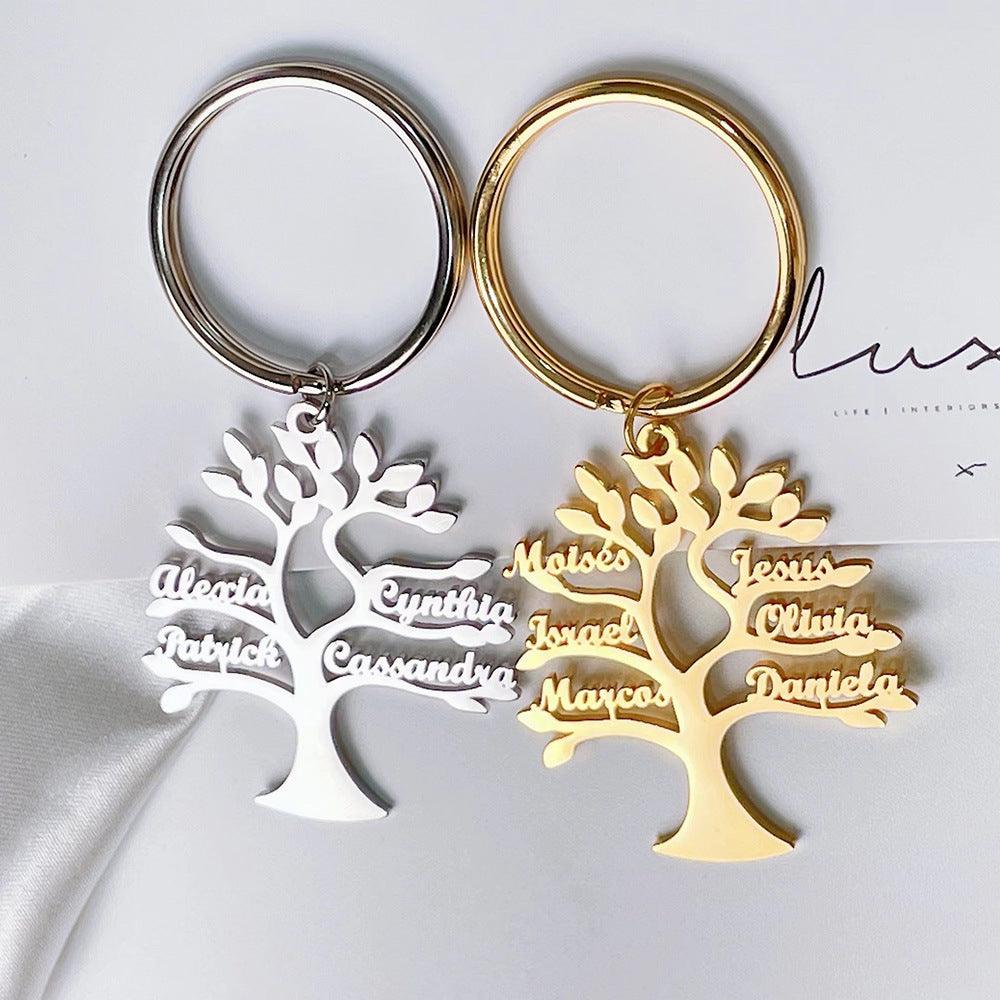 Family Tree Personalized Stainless Steel Keychain - Lox Vault