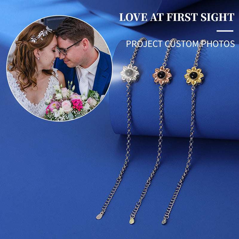 Eternal Sunshine: Personalised Photo Projection Sunflower Bracelet