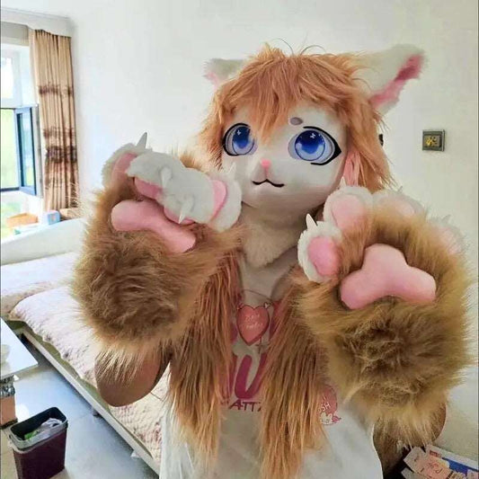 Furry Cat Plush Paw Gloves