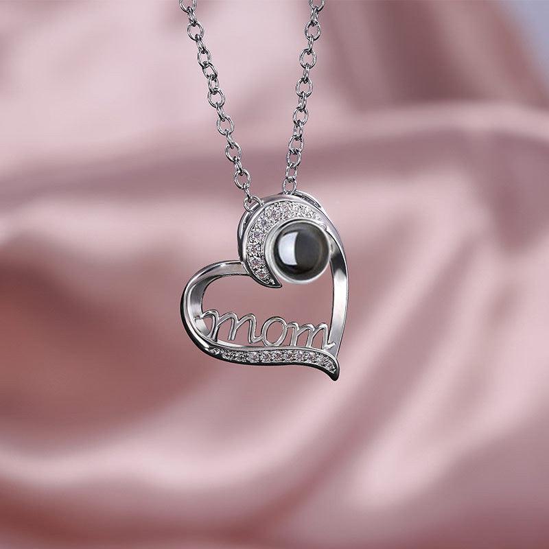 Personalised MOM Heart Projection Necklace - LOX VAULT