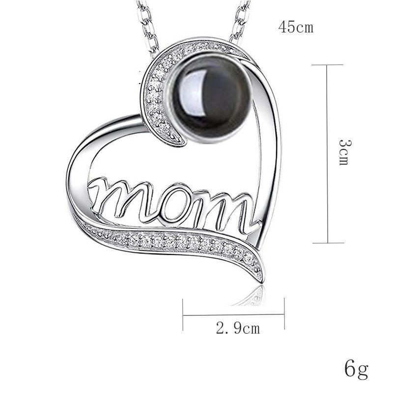 Personalised MOM Heart Projection Necklace - LOX VAULT