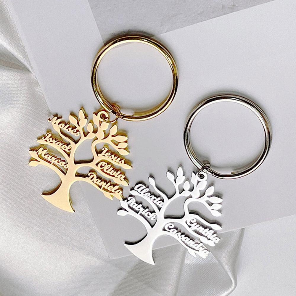 Family Tree Personalized Stainless Steel Keychain - Lox Vault