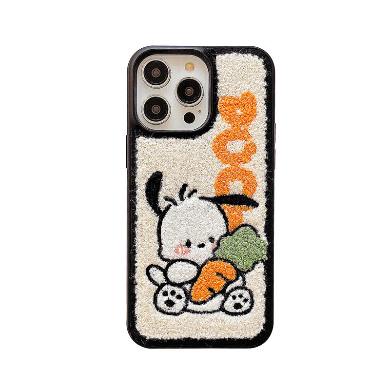 Pochacco Carrot Puppy Embroidery iPhone Case