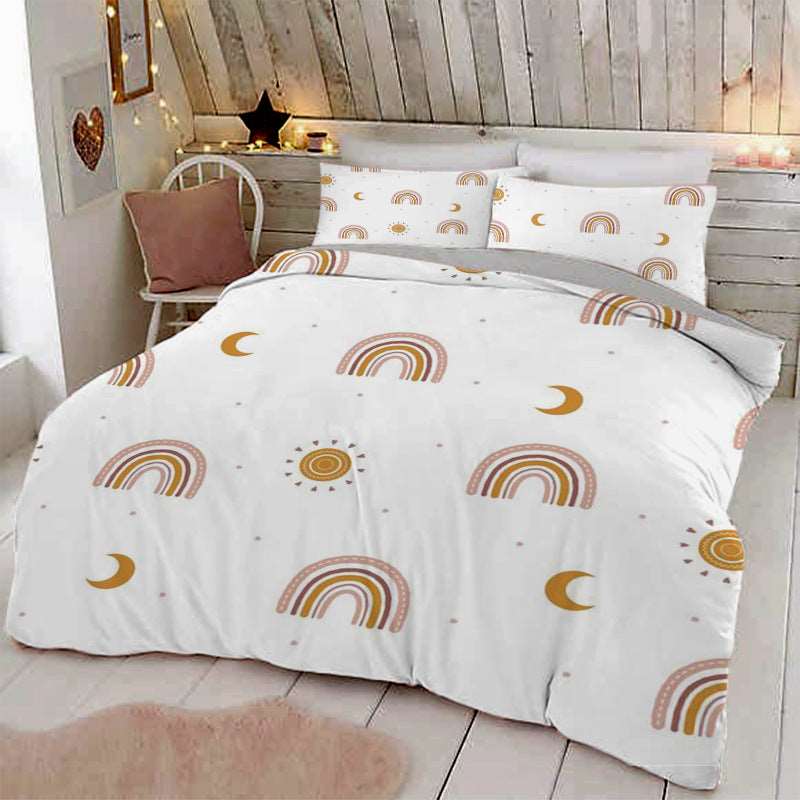 Boho Pastel Rainbow Bedding Duvet Cover and Pillowcase Set