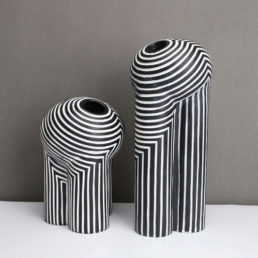 Black and White Resin Vase