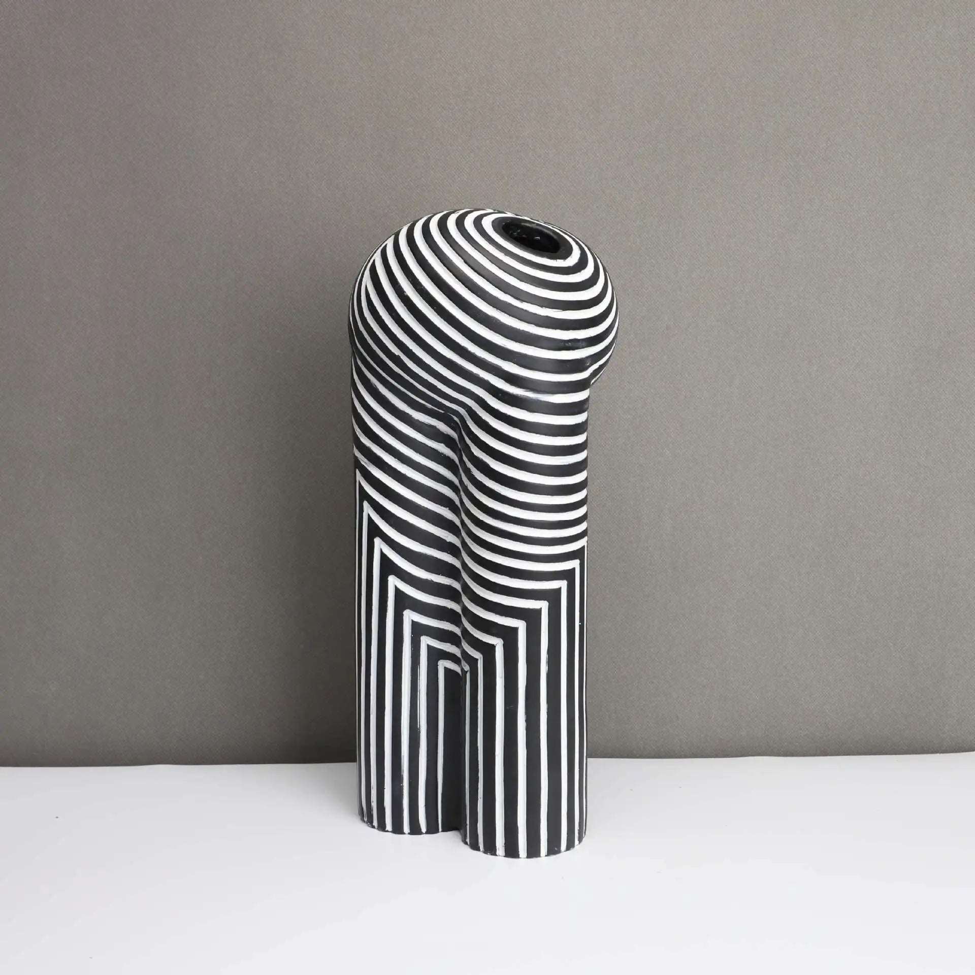 Large Black and White Resin Vase