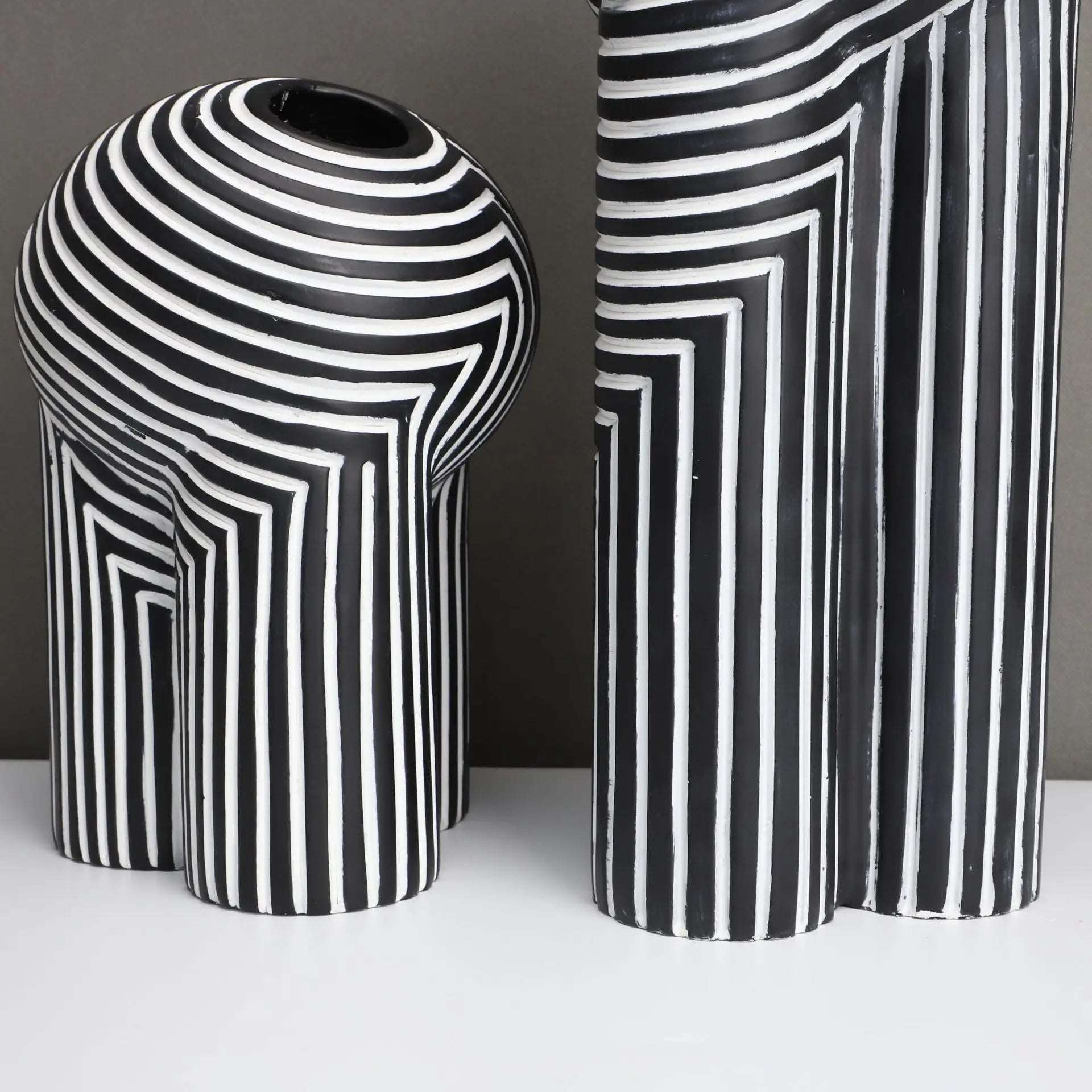 Black and White Resin Vase