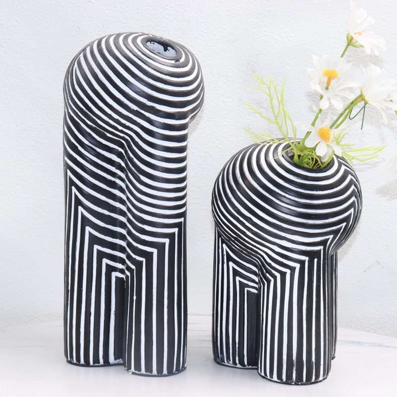 Black and White Resin Vase