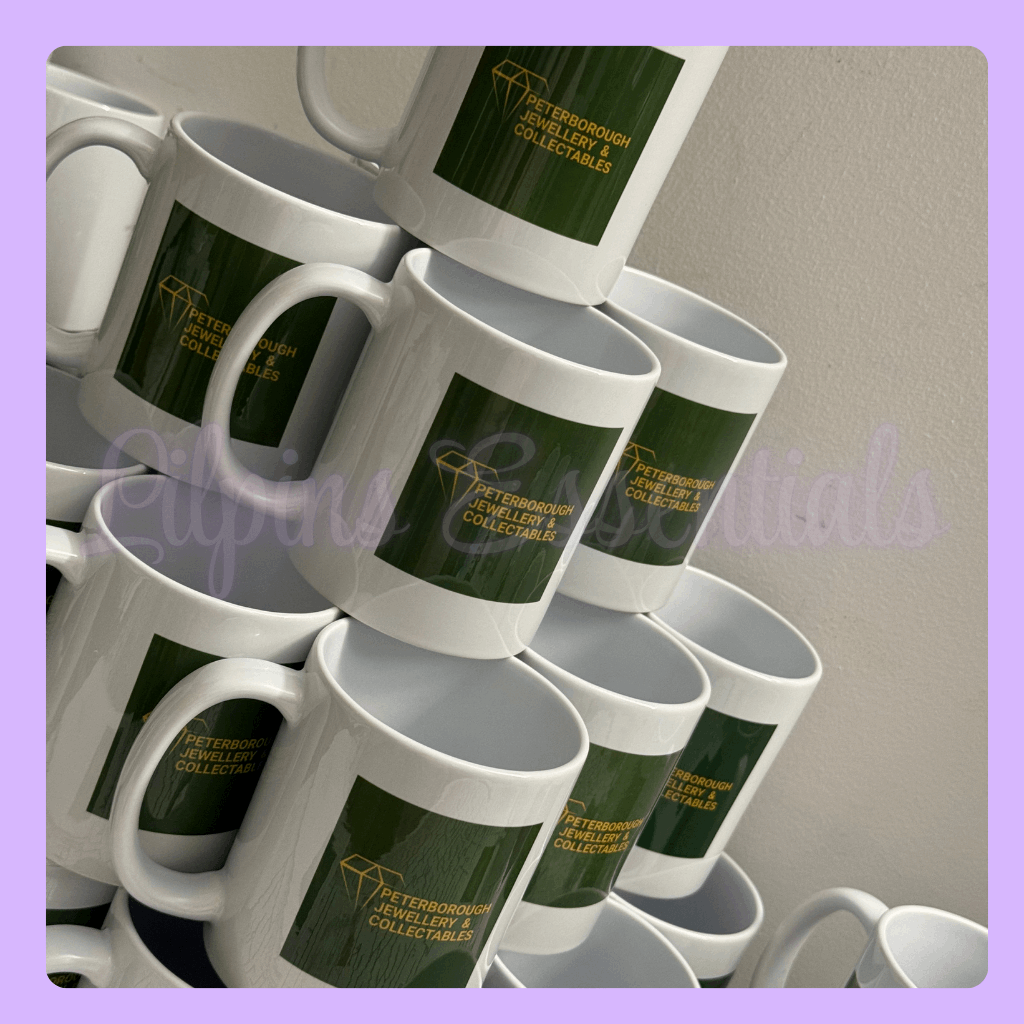 Bulk custom printed mugs UK personalised for corporate and event use