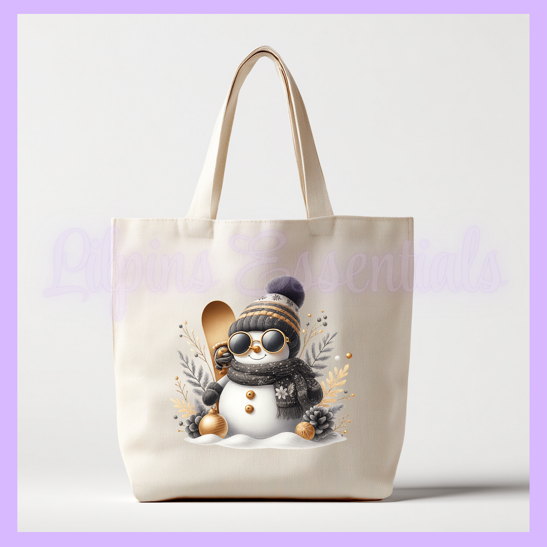 Tote bag with a snowman Christmas design