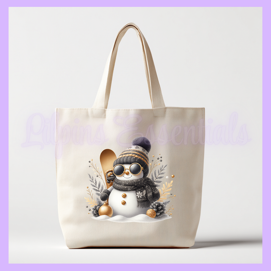 Tote bag with a snowman Christmas design