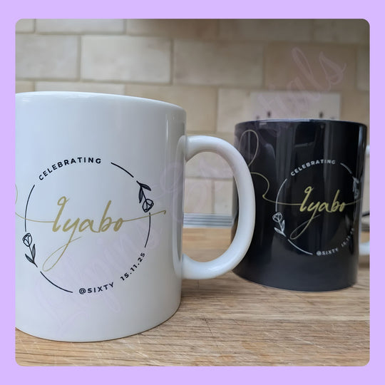 Personalised custom mug UK with name initial or text