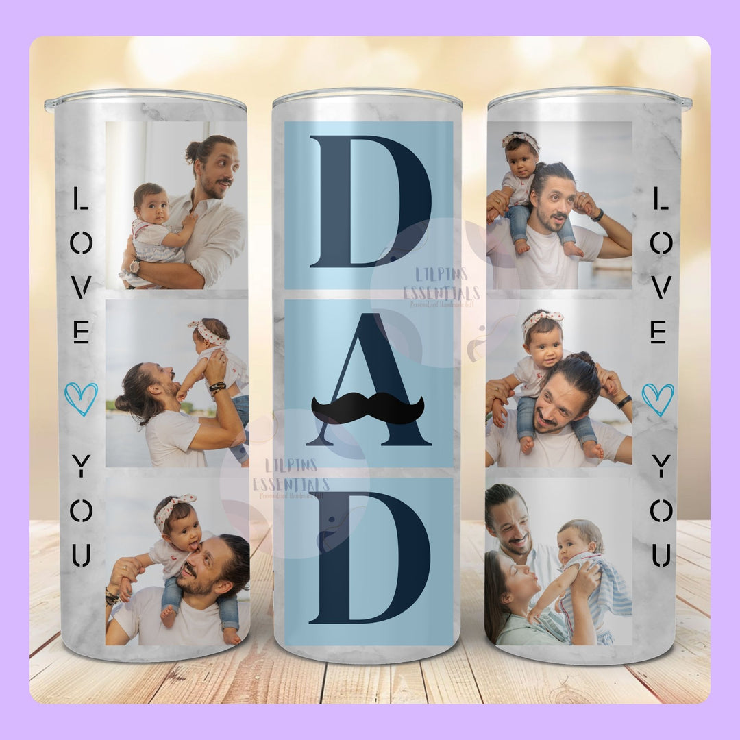 Personalised dad tumbler with 6 photo collage design
