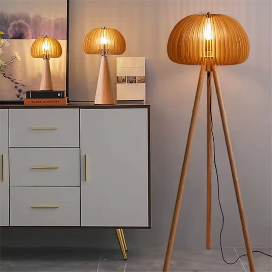 Wooden Pumpkin Floor Lamp