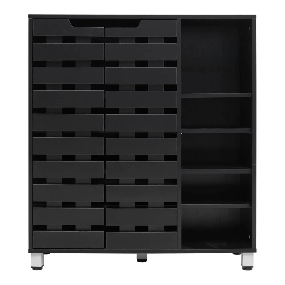 Spacious 5-tier shoe organiser with sleek black finish