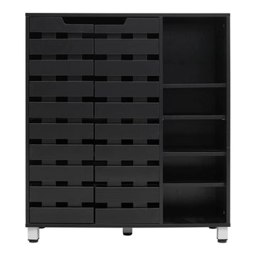 Spacious 5-tier shoe organiser with sleek black finish