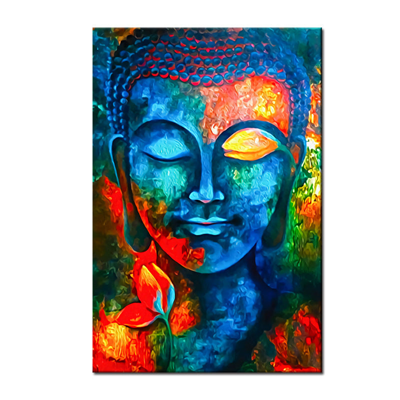 Frameless abstract Buddhism wall art with vivid colours