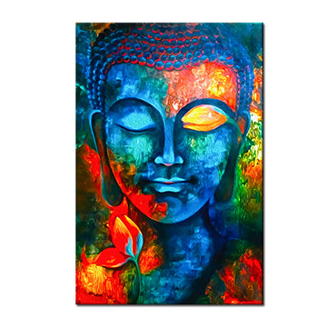 Frameless abstract Buddhism wall art with vivid colours