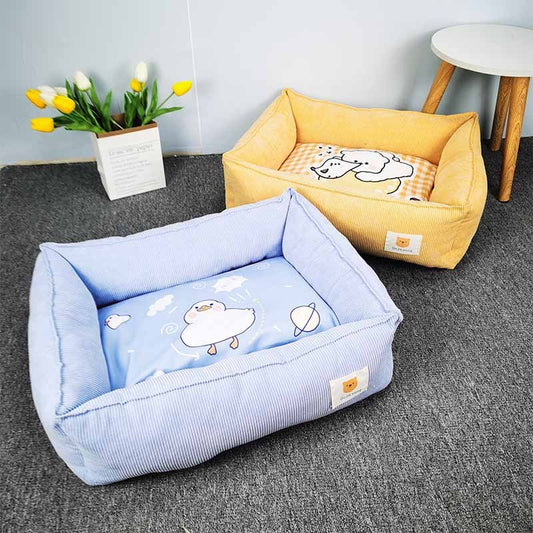 Soft Square Cotton Pet Bed in vibrant colors for cats and dogs